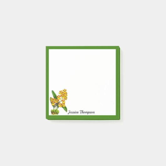 Gelbe Orange Orchideenblume Post-It Notes Klebezettel (Vorderseite)