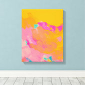 Gelbe Orange Pink Bright Farbige Abstrakte Kunst Leinwanddruck (Insitu (Holzboden))