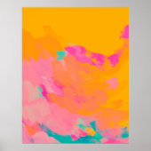 Gelbe Orange Pink Bright Farbige Abstrakte Kunst Poster (Vorne)