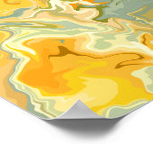 Gelbe, orange und grüne abstrakte Fluidkunst Poster (Ecke)