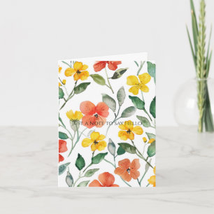 Gelbe orangefarbene Blumen denken an Sie Karte