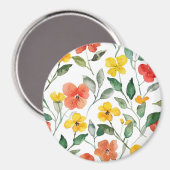 Gelbe Orangefarbene Blüten Magnet (Vorderseite/Rückseite)