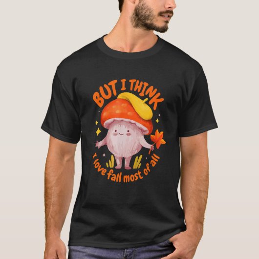 Gelbe orangefarbene Farbtöne Mushroom Abbildung Bl T-Shirt (Vorderseite)