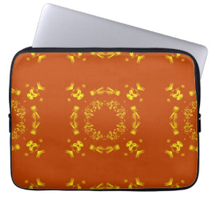 Gelbe, orangefarbene florale Damast-Retro-Muster Laptopschutzhülle