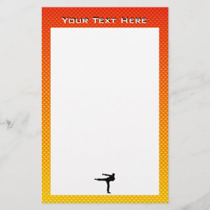 Gelbe Orangefarbene Kampfkunst Briefpapier