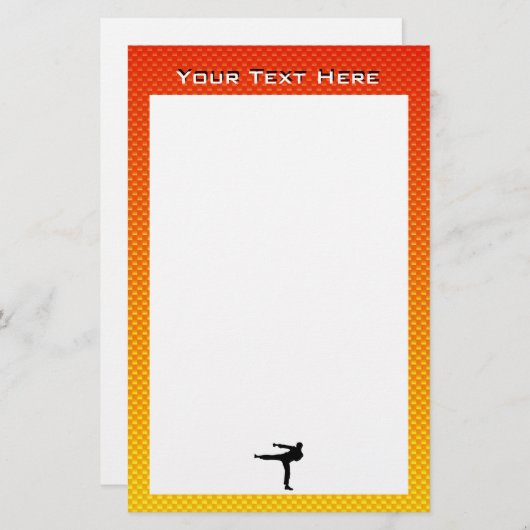 Gelbe Orangefarbene Kampfkunst Briefpapier (Vorne/Hinten)