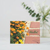 Gelbe orangefarbene Marigold-Blume Postkarten (Stehend Vorderseite)