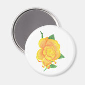 Gelbe orangefarbene Rose, rotes Flachbild, Magnete Magnet (Vorderseite/Rückseite)