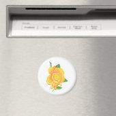 Gelbe orangefarbene Rose, rotes Flachbild, Magnete Magnet (In Situ (Geschirrspüler))