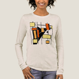 Gelbe orangefarbene Schwarz-weiße Formen MCM-artig Tri-Blend Shirt