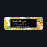 Gelbe orangefarbene tropische Blätter Name und Ans<br><div class="desc">Gelbe orangefarbene und grüne tropische Blätter mit schwarzer Box und aquamarinem Trimm mit DIY-Goldnamen (oder Monogramm) und weißer Adresse. Klicken Sie auf "Bearbeiten mit dem Entwurfstool",  um die Farben zu ändern und Stile einzugeben.</div>