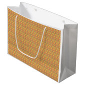 Gelbe, orangefarbene und braune Packpapiere Große Geschenktüte (Vorderseite Schrägansicht)