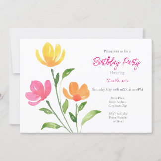 Gelbe Orangen Rosa Aquarellfarben Einladung