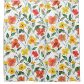 Gelbe Orangenblumen Duschvorhang (Vorderseite)