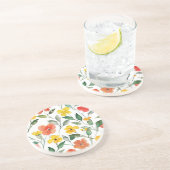 Gelbe Orangenblumen Getränkeuntersetzer (Seite)