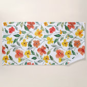 Gelbe Orangenblumen Strandtuch (Vorderseite)