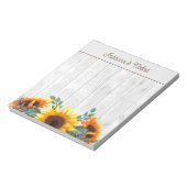 Gelbe Orangenblumen Weißer rustikaler Holzname Notizblock (Rotiert)