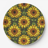 Gelbe Orangenblüte mit Grün und Braun Pappteller (Vorderseite)