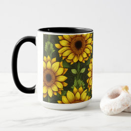 Gelbe Orangenblüte mit Grün und Braun Tasse
