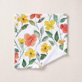 Gelbe Orangenblüten Badhandtuch Set (Waschlappen)