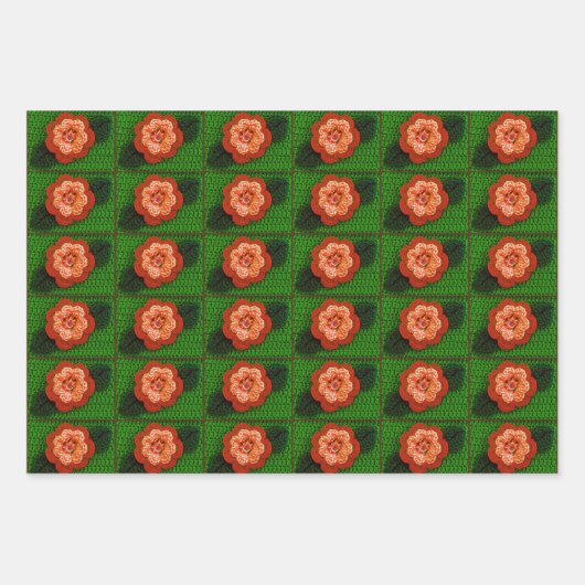 Gelbe Orangenblütenblätter Kunsthandwerk-Crochet P Geschenkpapier Set (Vorderseite 2)