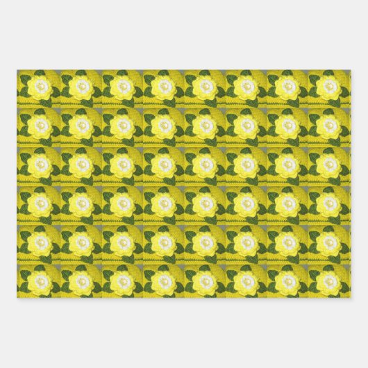 Gelbe Orangenblütenblätter Kunsthandwerk-Crochet P Geschenkpapier Set (Vorderseite)