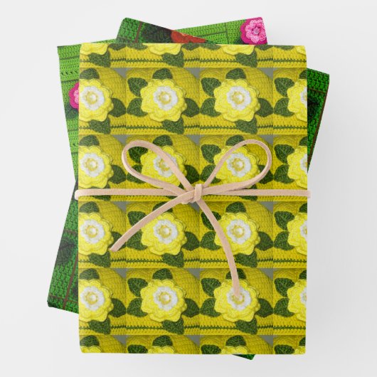 Gelbe Orangenblütenblätter Kunsthandwerk-Crochet P Geschenkpapier Set (Beispiel)