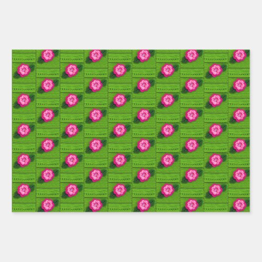 Gelbe Orangenblütenblätter Kunsthandwerk-Crochet P Geschenkpapier Set (Vorderseite 3)