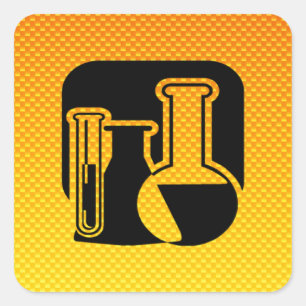 Gelbe Orangenchemie Quadratischer Aufkleber