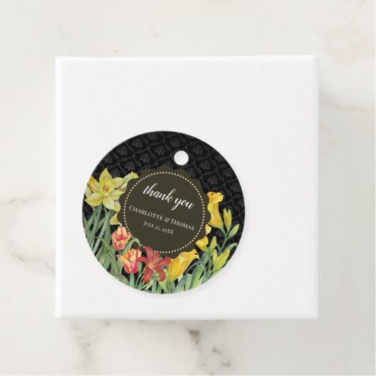 Gelbe Orangenfrühlingsblumen Damask Geschenkanhänger (Beispiel)