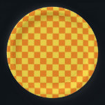 Gelbe Orangenkarton Checkered Checkered Checkered  Pappteller<br><div class="desc">Gelbe Orangenkarton Checkered Checkered Checkered Checkered Karo Paper Tellers</div>