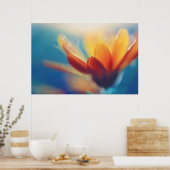 Gelbe Orangenmarigold-Blume in Blau Poster (Küche)