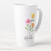 Gelbe Orangenpinke Aquarellsteine Blume Milchtasse (Rechte Ecke)