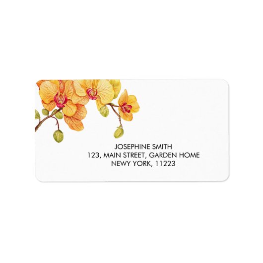 Gelbe Orchid-Blume Blossom-Adresse Adressaufkleber (Vorne)