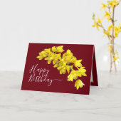 Gelbe Orchid-Blume Cluster Roter Hintergrund Karte (Gelbe Blume)