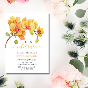 Gelbe Orchidee Blume Blossom 50. Geburtstag Einladung