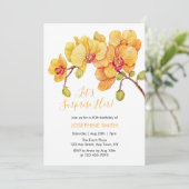 Gelbe Orchidee Blume Blossom Überraschung Geburtst Einladung (Stehend Vorderseite)