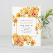 Gelbe Orchidee Blume Frühjahrsblüte Geburtstag Einladung (Stehend Vorderseite)