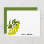 Gelbe Orchidee-Blume Personalisierte Note Card Mitteilungskarte (Vorne/Hinten)