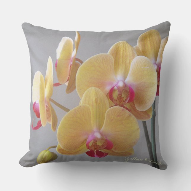Gelbe Orchideen-Blume Kissen (Vorderseite)