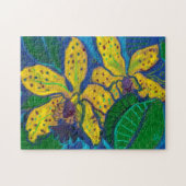 Gelbe Orchideen-Blume, pastellfarbene Malereien Ku Puzzle (Horizontal)