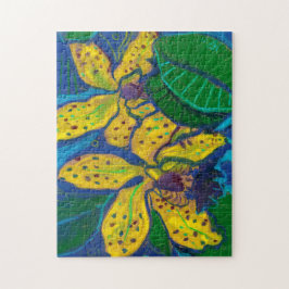 Gelbe Orchideen-Blume, pastellfarbene Malereien Ku Puzzle