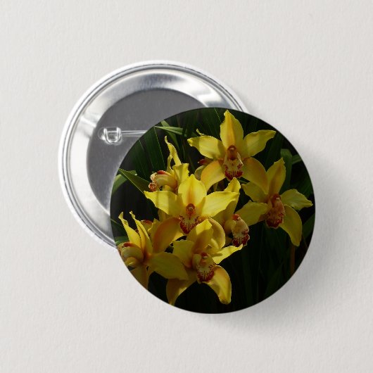 Gelbe Orchideen Button (Vorne & Hinten)