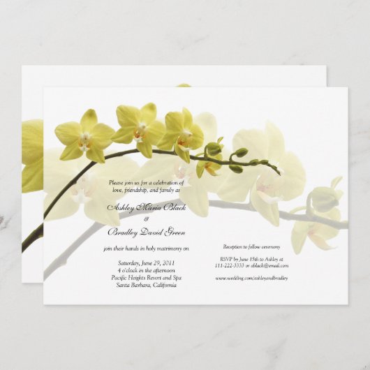 Gelbe Orchideen - individuelle Einladung zur Hochz (Vorne/Hinten)