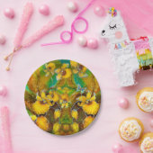 Gelbe Orchideen Magische Glitzern Stars Grün Pappteller (Party)