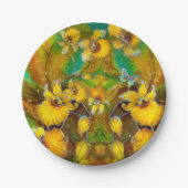 Gelbe Orchideen Magische Glitzern Stars Grün Pappteller (Vorderseite)