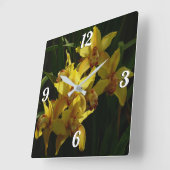 Gelbe Orchideen Quadratische Wanduhr (Winkel)