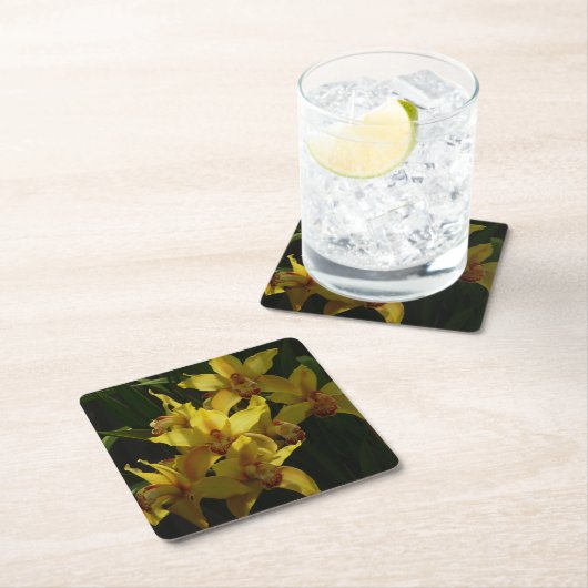 Gelbe Orchideen Rechteckiger Pappuntersetzer (Vor Ort)