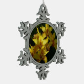 Gelbe Orchideen Schneeflocken Zinn-Ornament (Links)