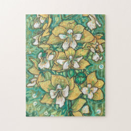 Gelbe Orchideen Tropische Blume Blumenbemalung Kun Puzzle